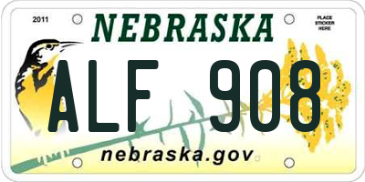 NE license plate ALF908