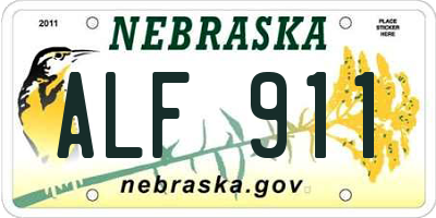 NE license plate ALF911