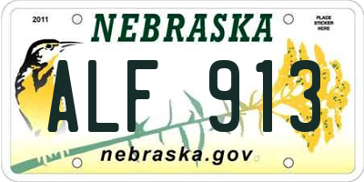 NE license plate ALF913