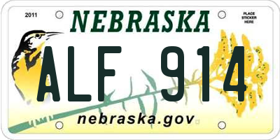 NE license plate ALF914