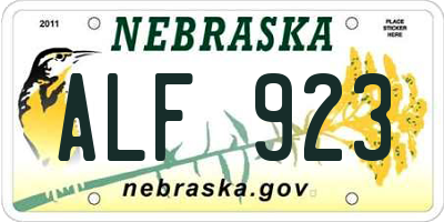 NE license plate ALF923