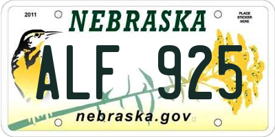 NE license plate ALF925