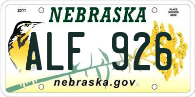 NE license plate ALF926