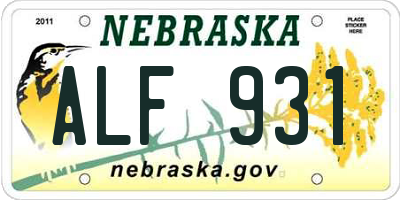 NE license plate ALF931