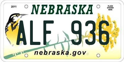 NE license plate ALF936