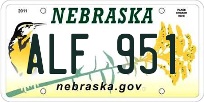 NE license plate ALF951