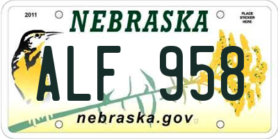 NE license plate ALF958