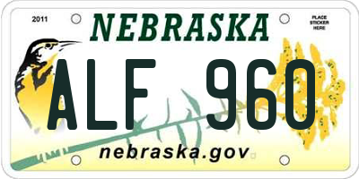 NE license plate ALF960