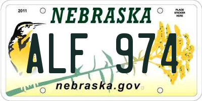 NE license plate ALF974