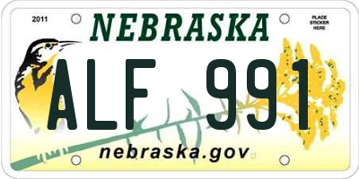 NE license plate ALF991