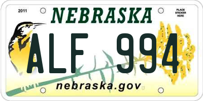 NE license plate ALF994