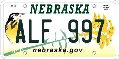 NE license plate ALF997