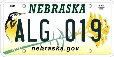 NE license plate ALG019