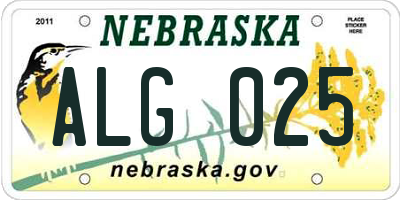 NE license plate ALG025