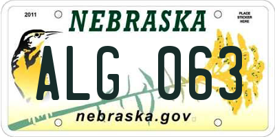 NE license plate ALG063