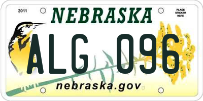 NE license plate ALG096