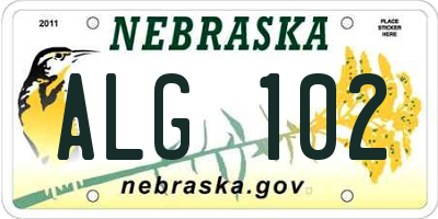 NE license plate ALG102