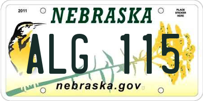 NE license plate ALG115