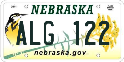 NE license plate ALG122