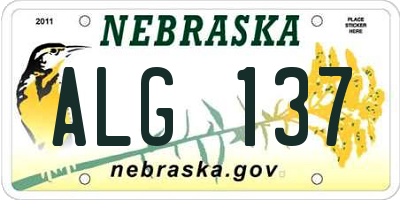NE license plate ALG137