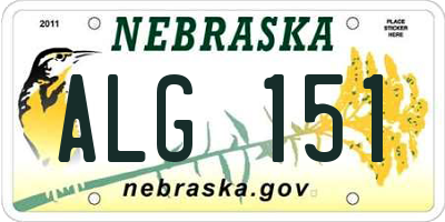 NE license plate ALG151