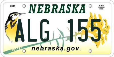 NE license plate ALG155