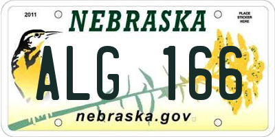 NE license plate ALG166