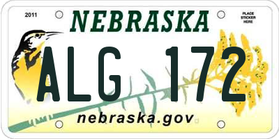 NE license plate ALG172