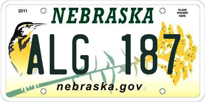 NE license plate ALG187