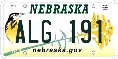 NE license plate ALG191