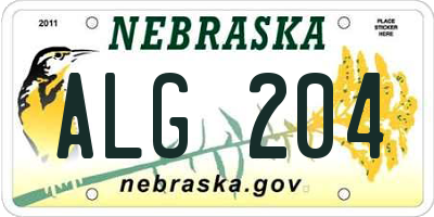 NE license plate ALG204