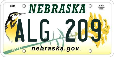 NE license plate ALG209