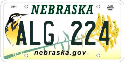 NE license plate ALG224