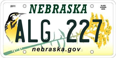 NE license plate ALG227
