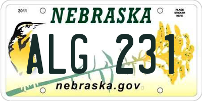 NE license plate ALG231
