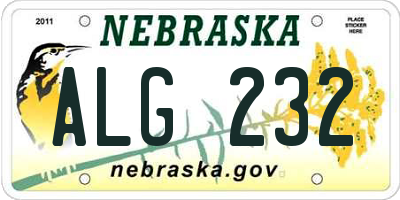 NE license plate ALG232