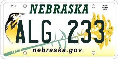NE license plate ALG233