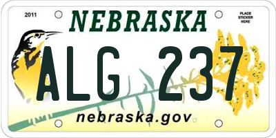 NE license plate ALG237