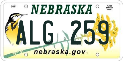 NE license plate ALG259