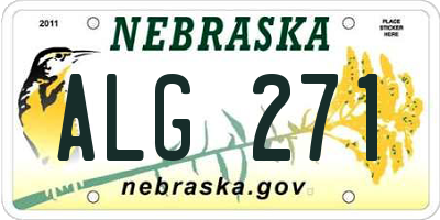 NE license plate ALG271