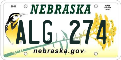 NE license plate ALG274