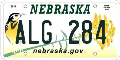 NE license plate ALG284