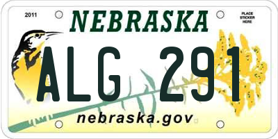NE license plate ALG291