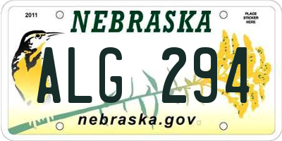 NE license plate ALG294