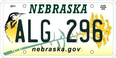 NE license plate ALG296