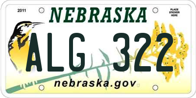 NE license plate ALG322