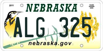 NE license plate ALG325