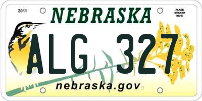 NE license plate ALG327