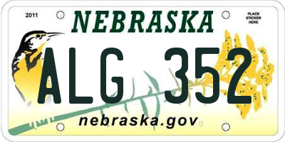 NE license plate ALG352