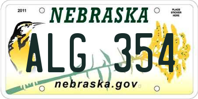NE license plate ALG354